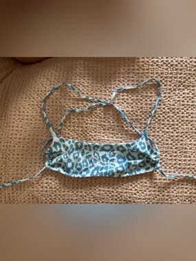 Blue Leopard Print Women's Bikini Top